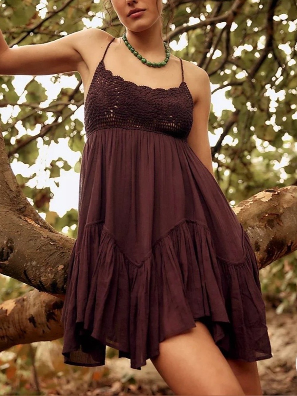 NWT Free People Sandoll Cotton Mini Dress S babydoll crochet beachy flowy